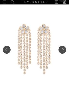 Zimmermann Gold and White Teardrop Fringe Earrings